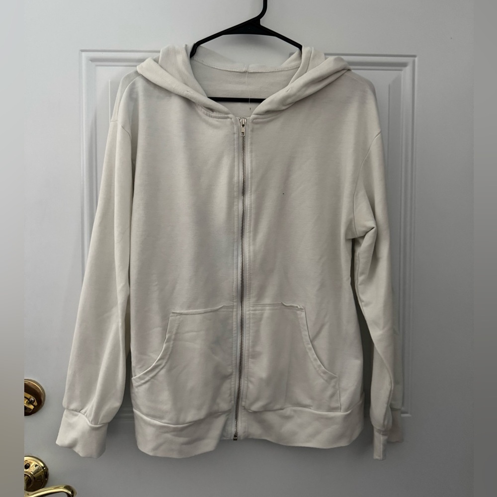 Cream Zip-Up Hoodie